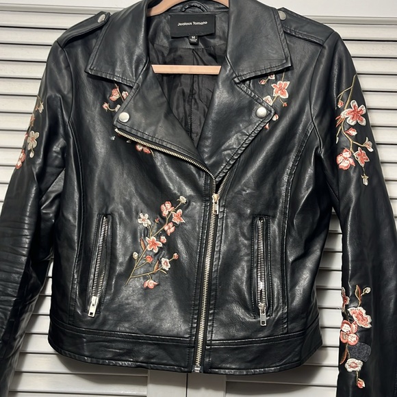 Jealous Tomato Medium Faux Leather Embroidered Jacket - Picture 1 of 5
